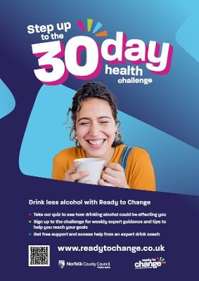 Step up to the 30 day health challenge alcohol (A4 poster)